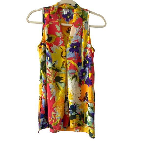 Spense Sleeveless Blouse Size Small Colorful Floral - Picture 1 of 6